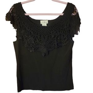 Womens tank sweater with lace overlay